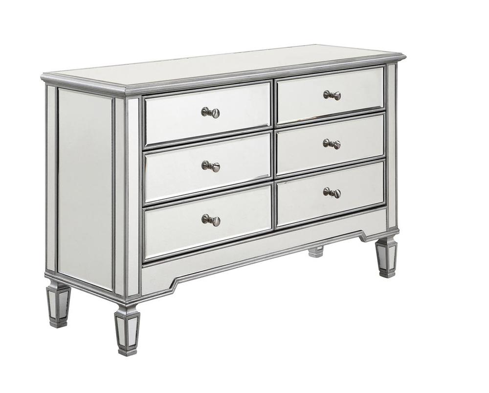Elegant Furniture & Lighting - Contempo 6 Drawer Dresser 48 in. x 18 in. x 32 in. in silver paint - MF6-1017S veiw 1