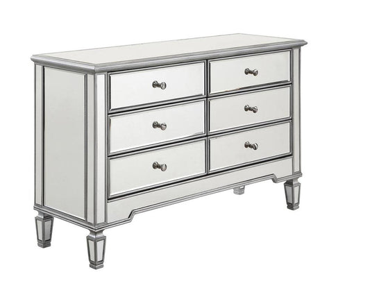Elegant Furniture & Lighting - Contempo 6 Drawer Dresser 48 in. x 18 in. x 32 in. in silver paint - MF6-1017S veiw 1
