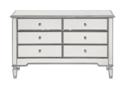 Elegant Furniture & Lighting - Contempo 6 Drawer Dresser 48 in. x 18 in. x 32 in. in silver paint - MF6-1017S veiw 8