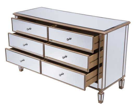 Elegant Furniture & Lighting - Contempo 6 Drawers Cabinet 60 in. x 20 in. x 34 in. in Gold paint - MF6-1136G veiw 2