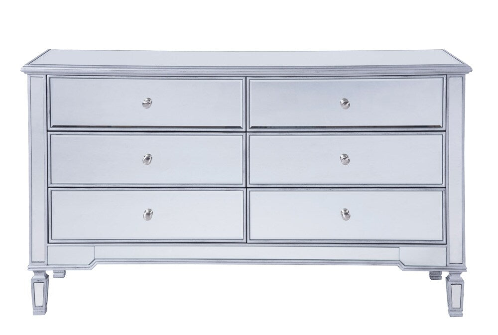 Elegant Furniture & Lighting - Contempo 6 drawers cabinet 60 in. x 20 in. x 34 in. in silver paint - MF6-1036S veiw 1