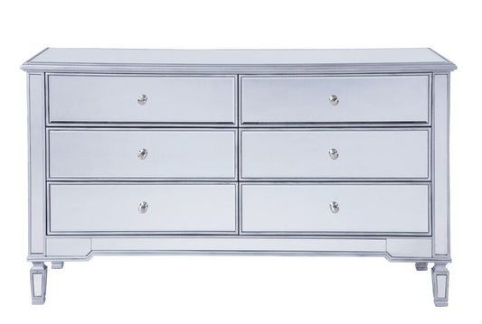 Elegant Furniture & Lighting - Contempo 6 drawers cabinet 60 in. x 20 in. x 34 in. in silver paint - MF6-1036S veiw 1