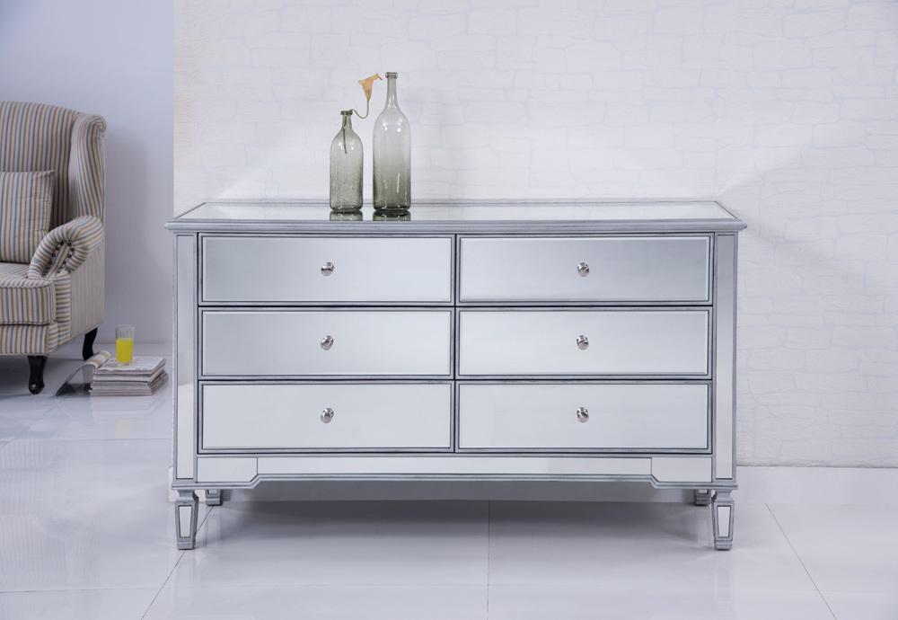 Elegant Furniture & Lighting - Contempo 6 drawers cabinet 60 in. x 20 in. x 34 in. in silver paint - MF6-1036S veiw 2