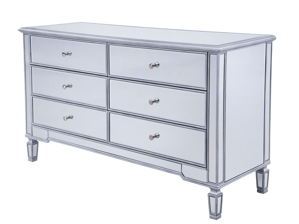 Elegant Furniture & Lighting - Contempo 6 drawers cabinet 60 in. x 20 in. x 34 in. in silver paint - MF6-1036S veiw 3