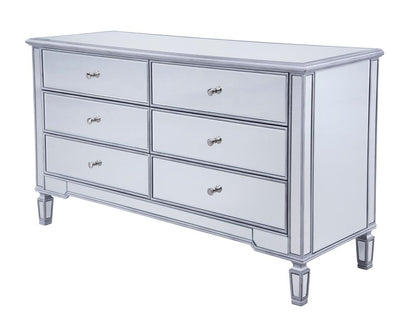 Elegant Furniture & Lighting - Contempo 6 drawers cabinet 60 in. x 20 in. x 34 in. in silver paint - MF6-1036S veiw 3