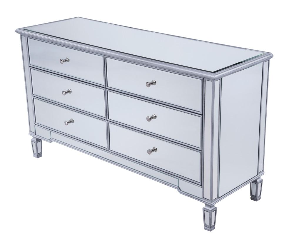 Elegant Furniture & Lighting - Contempo 6 drawers cabinet 60 in. x 20 in. x 34 in. in silver paint - MF6-1036S veiw 8