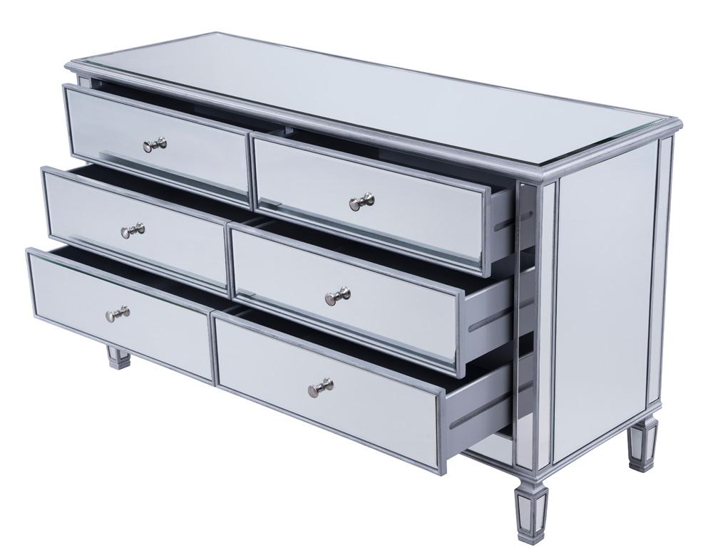 Elegant Furniture & Lighting - Contempo 6 drawers cabinet 60 in. x 20 in. x 34 in. in silver paint - MF6-1036S veiw 9
