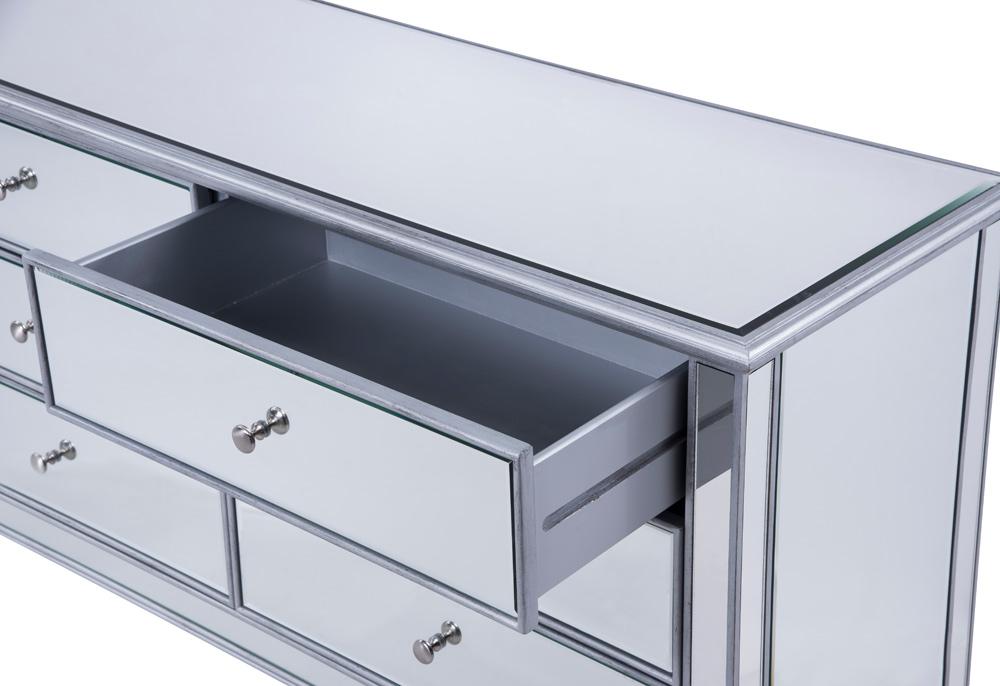 Elegant Furniture & Lighting - Contempo 6 drawers cabinet 60 in. x 20 in. x 34 in. in silver paint - MF6-1036S veiw 10