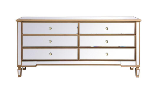 Elegant Furniture & Lighting - Contempo 72 in. mirrored chest in antique gold - MF63672G veiw 1