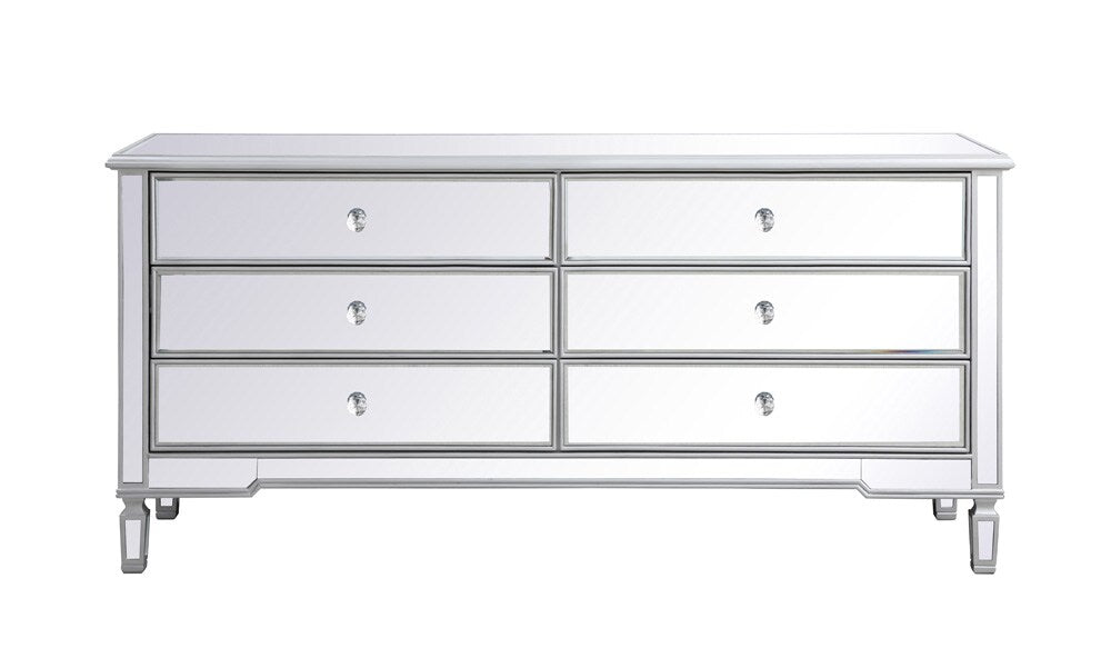 Elegant Furniture & Lighting - Contempo 72 in. mirrored chest in antique Silver - MF63672S veiw 1