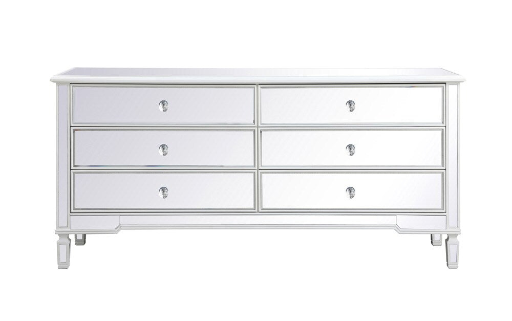 Elegant Furniture & Lighting - Contempo 72 in. mirrored chest in antique white - MF63672AW veiw 1
