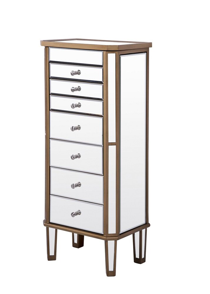Elegant Furniture & Lighting - Contempo 7 Drawer Jewelry Armoire 18 in. x 12 in. x 41 in. in Gold Clear - MF6-1103GC veiw 1