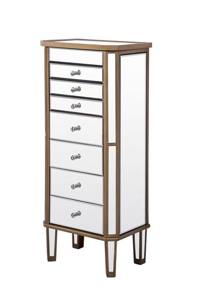 Elegant Furniture & Lighting - Contempo 7 Drawer Jewelry Armoire 18 in. x 12 in. x 41 in. in Gold Clear - MF6-1103GC veiw 1