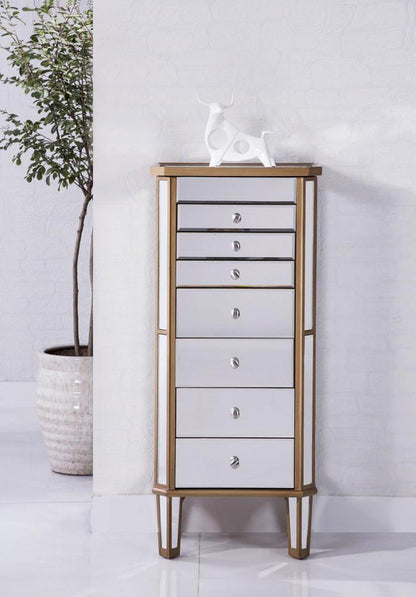 Elegant Furniture & Lighting - Contempo 7 Drawer Jewelry Armoire 18 in. x 12 in. x 41 in. in Gold Clear - MF6-1103GC veiw 2
