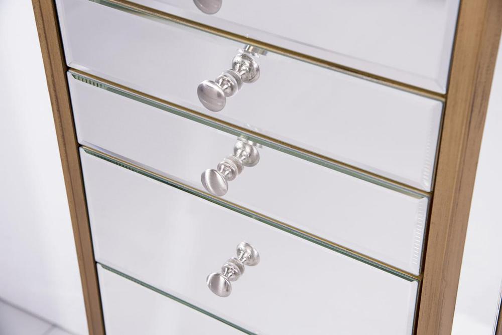 Elegant Furniture & Lighting - Contempo 7 Drawer Jewelry Armoire 18 in. x 12 in. x 41 in. in Gold Clear - MF6-1103GC veiw 3