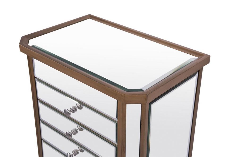 Elegant Furniture & Lighting - Contempo 7 Drawer Jewelry Armoire 18 in. x 12 in. x 41 in. in Gold Clear - MF6-1103GC veiw 5