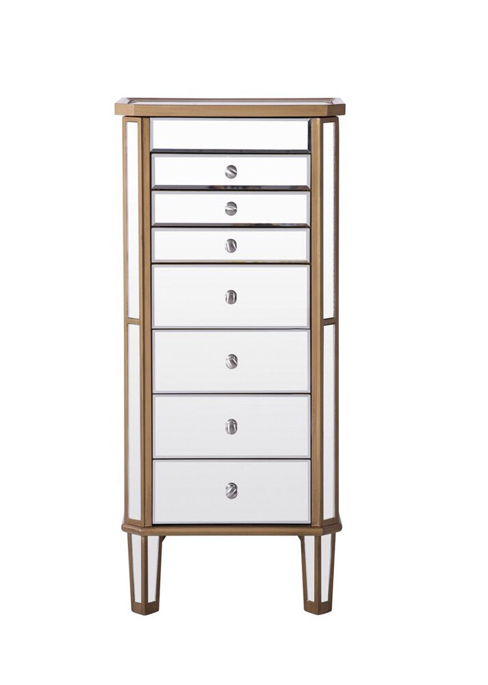 Elegant Furniture & Lighting - Contempo 7 Drawer Jewelry Armoire 18 in. x 12 in. x 41 in. in Gold Clear - MF6-1103GC veiw 7