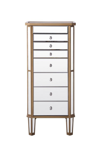 Elegant Furniture & Lighting - Contempo 7 Drawer Jewelry Armoire 18 in. x 12 in. x 41 in. in Gold Clear - MF6-1103GC veiw 7