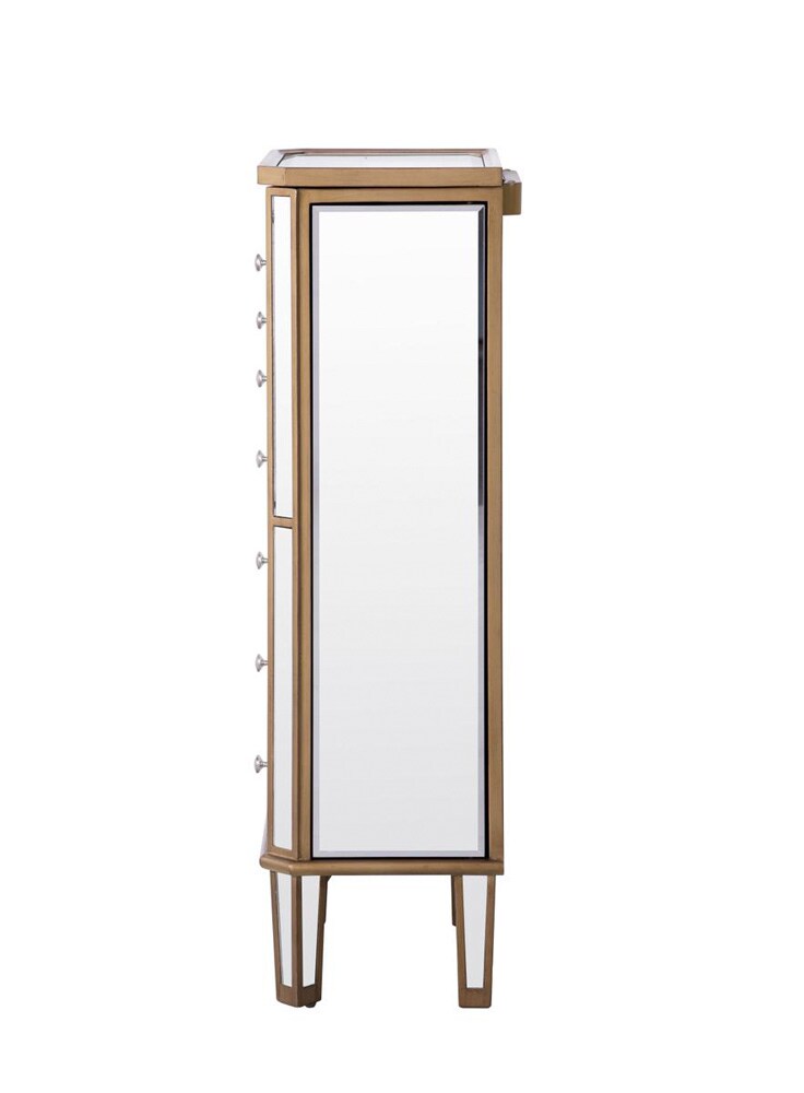 Elegant Furniture & Lighting - Contempo 7 Drawer Jewelry Armoire 18 in. x 12 in. x 41 in. in Gold Clear - MF6-1103GC veiw 8