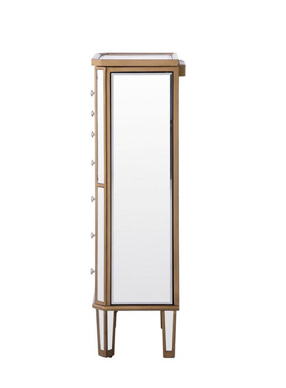 Elegant Furniture & Lighting - Contempo 7 Drawer Jewelry Armoire 18 in. x 12 in. x 41 in. in Gold Clear - MF6-1103GC veiw 8