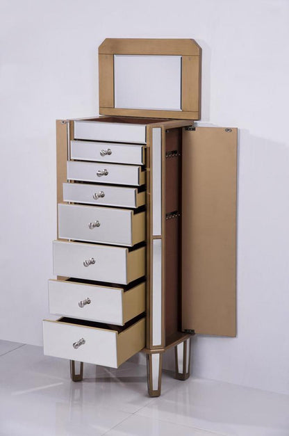 Elegant Furniture & Lighting - Contempo 7 Drawer Jewelry Armoire 18 in. x 12 in. x 41 in. in Gold Clear - MF6-1103GC veiw 10
