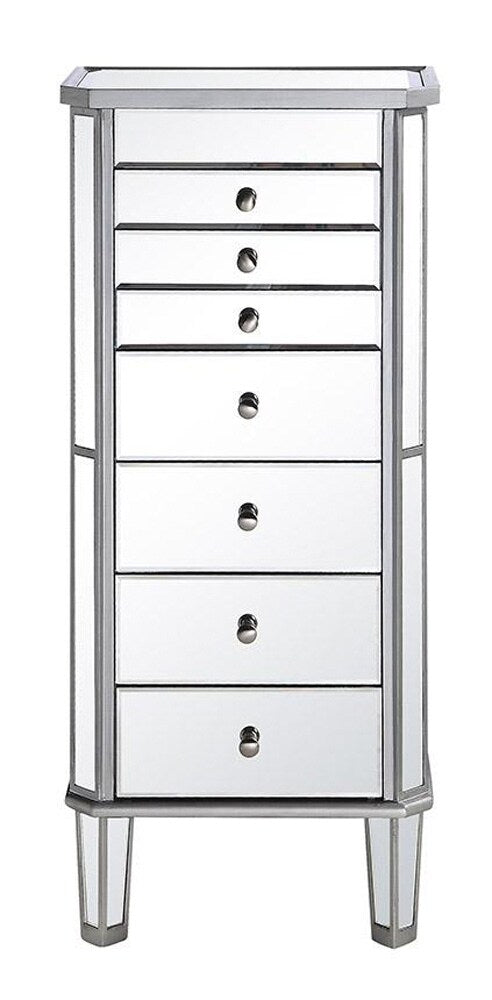 Elegant Furniture & Lighting - Contempo 7 Drawer Jewelry Armoire 18 in. x 12 in. x 41 in. in silver Clear - MF6-1003SC veiw 1