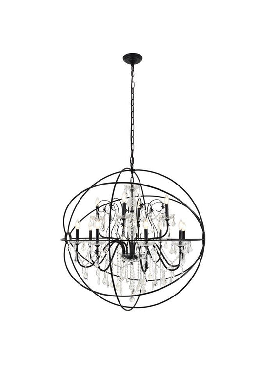 Elegant Furniture & Lighting - Cordelia 12 Light black Crystal Pendant - LD8801D43BK veiw 1