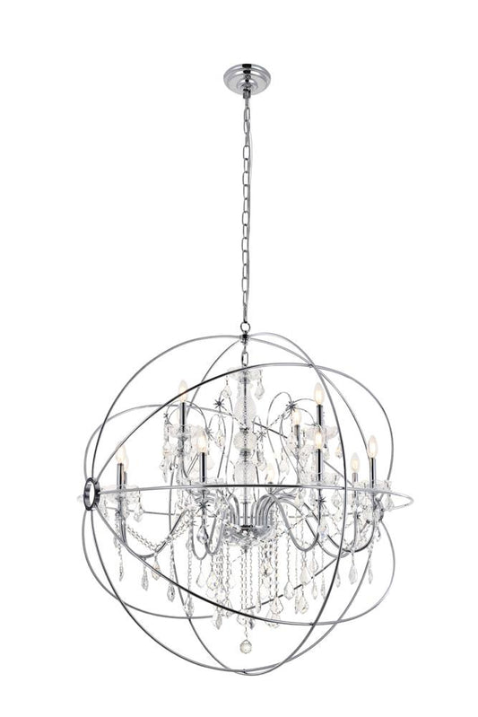 Elegant Furniture & Lighting - Cordelia 12 Light Chrome Crystal Pendant - LD8801D43C veiw 1