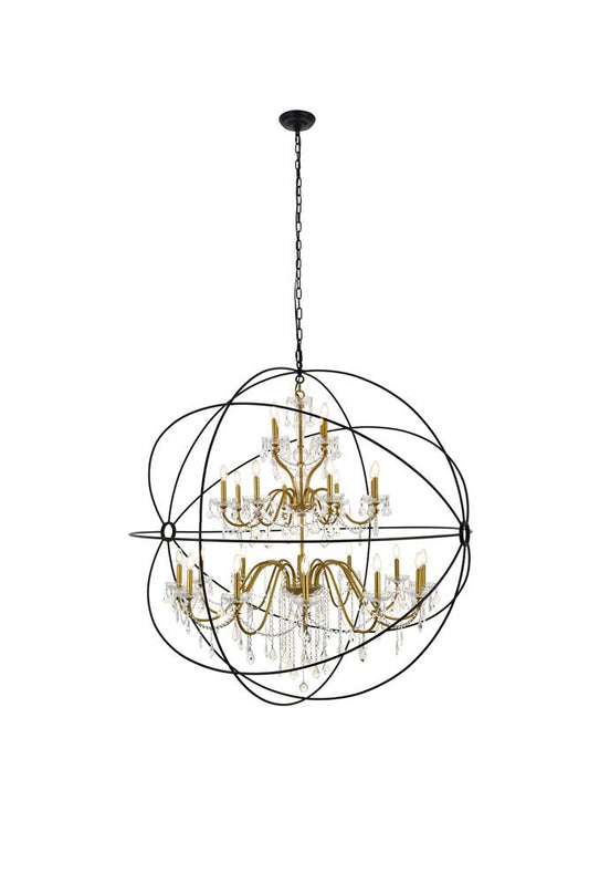 Elegant Furniture & Lighting - Cordelia 24 Light Black and Gold Crystal Pendant - LD8801D60GB veiw 1
