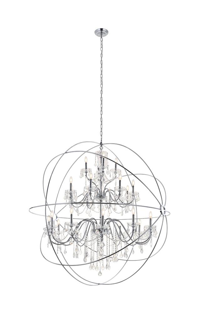 Elegant Furniture & Lighting - Cordelia 24 Light Chrome Crystal Pendant - LD8801D60C veiw 1