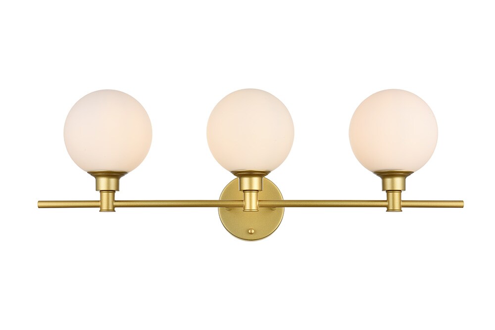 Elegant Furniture & Lighting - Cordelia 3 light Brass and frosted white Bath Sconce - LD7317W28BRA veiw 1