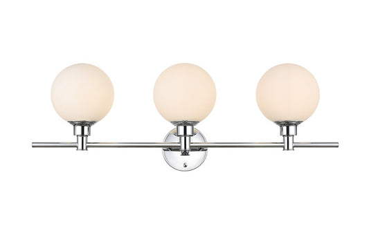 Elegant Furniture & Lighting - Cordelia 3 light Chrome and frosted white Bath Sconce - LD7317W28CH veiw 1