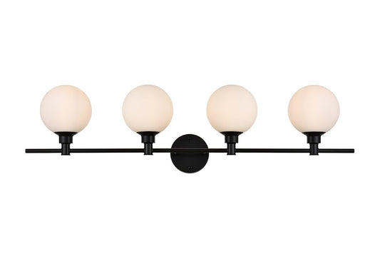 Elegant Furniture & Lighting - Cordelia 4 light Black and frosted white Bath Sconce - LD7317W38BLK veiw 1