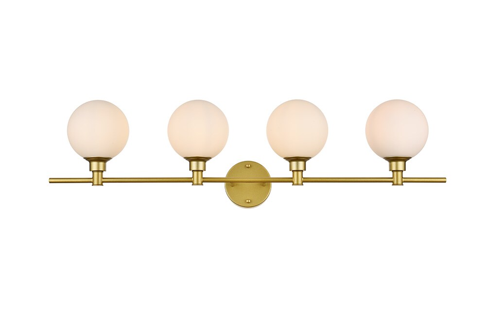 Elegant Furniture & Lighting - Cordelia 4 light Brass and frosted white Bath Sconce - LD7317W38BRA veiw 1