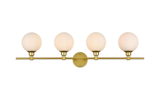Elegant Furniture & Lighting - Cordelia 4 light Brass and frosted white Bath Sconce - LD7317W38BRA veiw 1