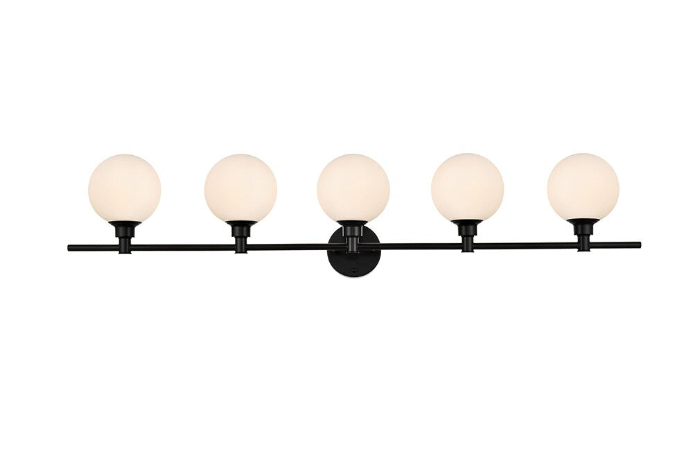 Elegant Furniture & Lighting - Cordelia 5 light Black and frosted white Bath Sconce - LD7317W47BLK veiw 1