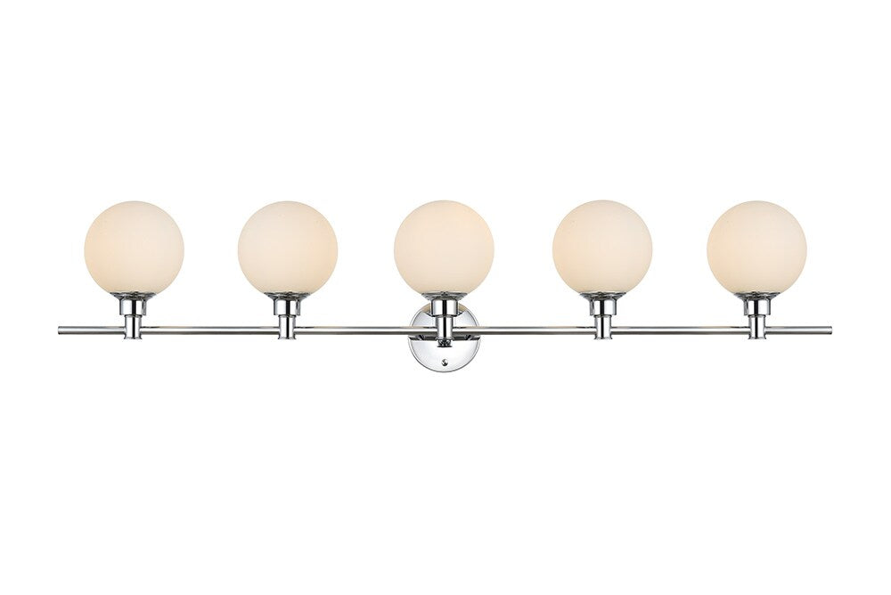 Elegant Furniture & Lighting - Cordelia 5 light Chrome and frosted white Bath Sconce - LD7317W47CH veiw 1