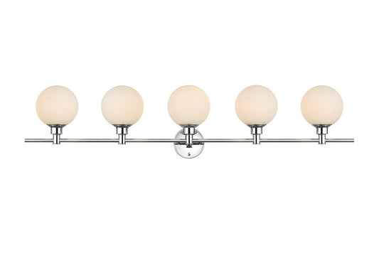 Elegant Furniture & Lighting - Cordelia 5 light Chrome and frosted white Bath Sconce - LD7317W47CH veiw 1