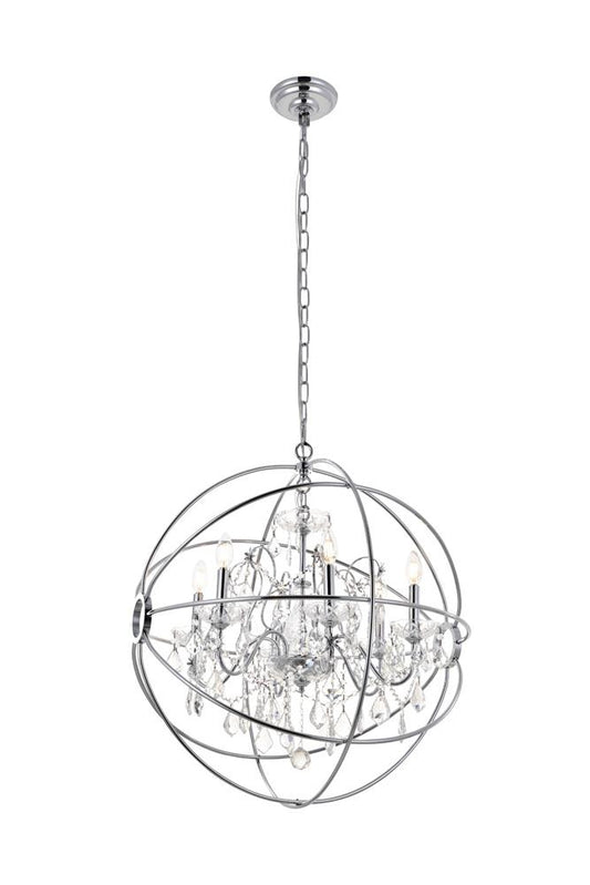 Elegant Furniture & Lighting - Cordelia 6 Light Chrome Crystal Pendant - LD8801D25C veiw 1