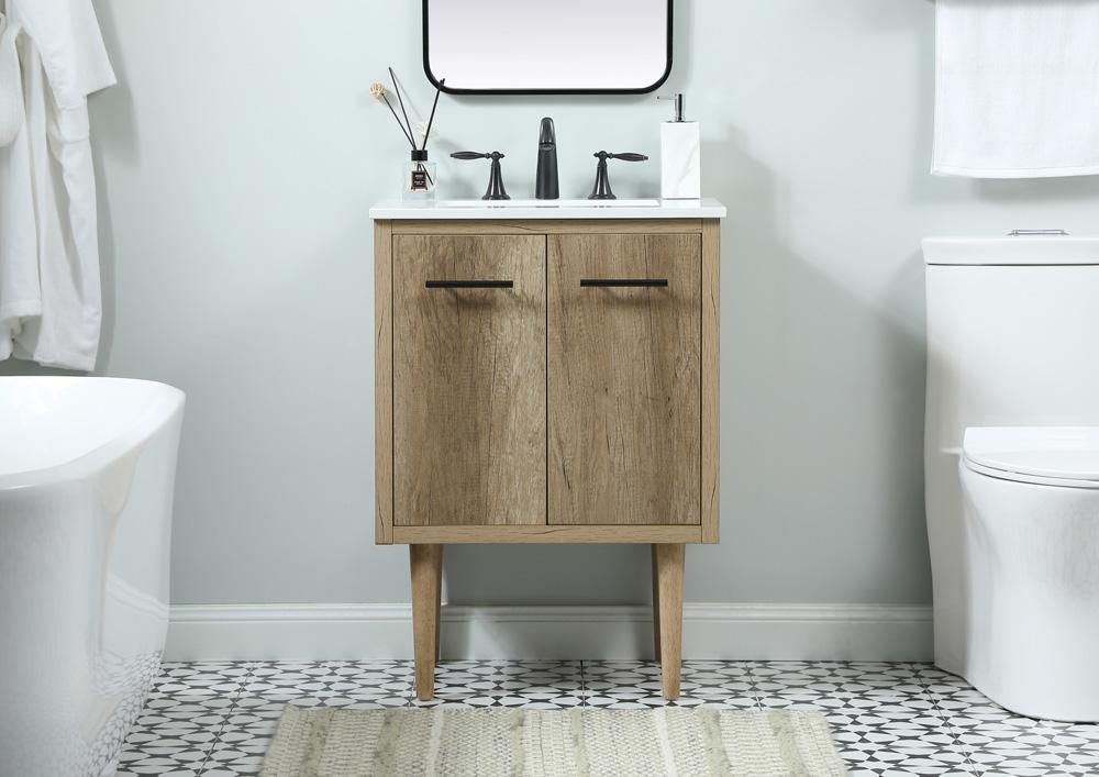 Elegant Furniture & Lighting - Cyrus 24 inch Single bathroom vanity in natural oak - VF48024NT veiw 2