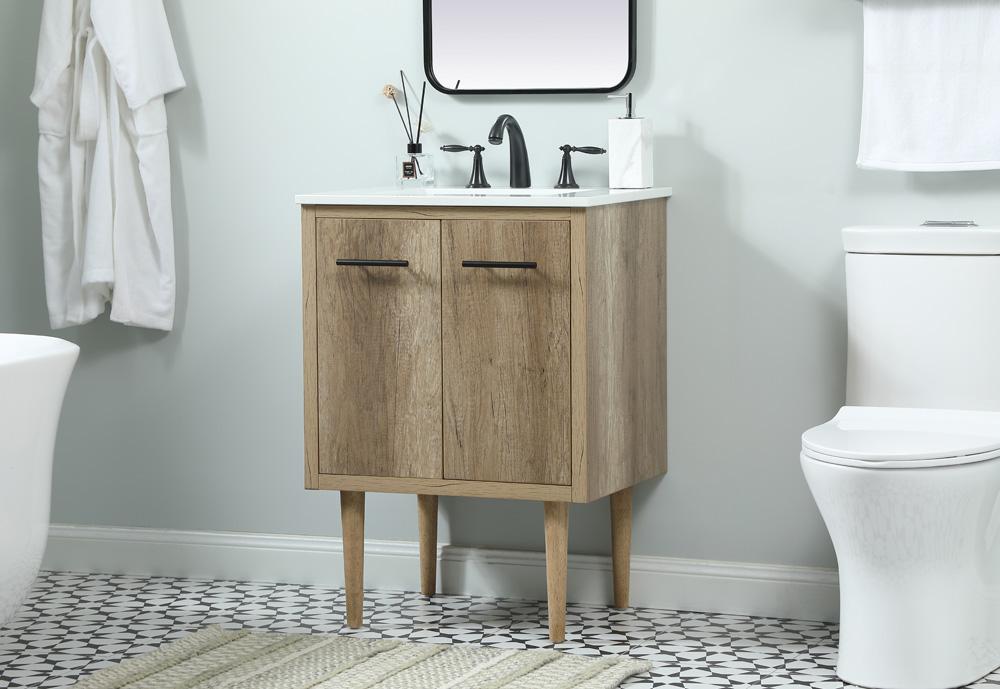 Elegant Furniture & Lighting - Cyrus 24 inch Single bathroom vanity in natural oak - VF48024NT veiw 3
