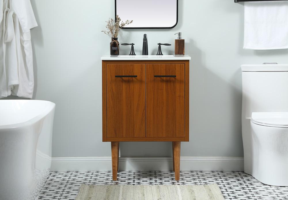 Elegant Furniture & Lighting - Cyrus 24 inch Single bathroom vanity in teak - VF48024MTK veiw 2