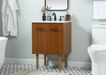 Elegant Furniture & Lighting - Cyrus 24 inch Single bathroom vanity in teak - VF48024MTK veiw 3
