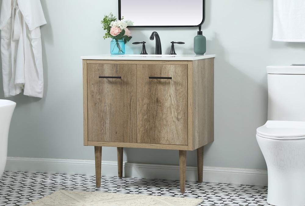Elegant Furniture & Lighting - Cyrus 30 inch Single bathroom vanity in natural oak - VF48030NT veiw 3