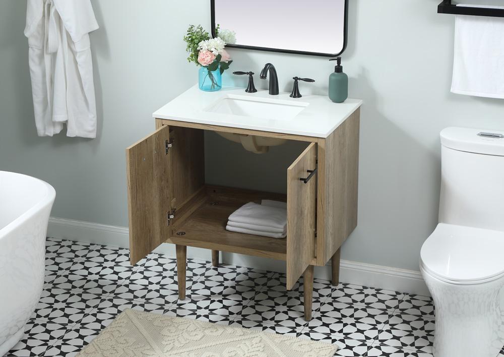 Elegant Furniture & Lighting - Cyrus 30 inch Single bathroom vanity in natural oak - VF48030NT veiw 4
