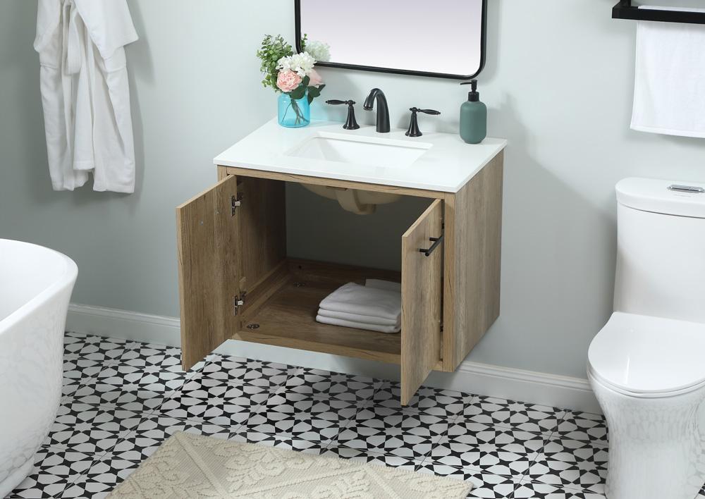 Elegant Furniture & Lighting - Cyrus 30 inch Single bathroom vanity in natural oak - VF48030NT veiw 7