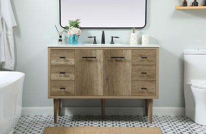 Elegant Furniture & Lighting - Cyrus 48 inch Single bathroom vanity in natural oak - VF48048NT veiw 2