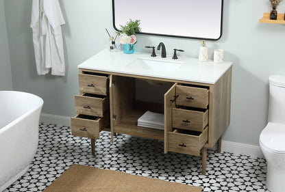 Elegant Furniture & Lighting - Cyrus 48 inch Single bathroom vanity in natural oak - VF48048NT veiw 4