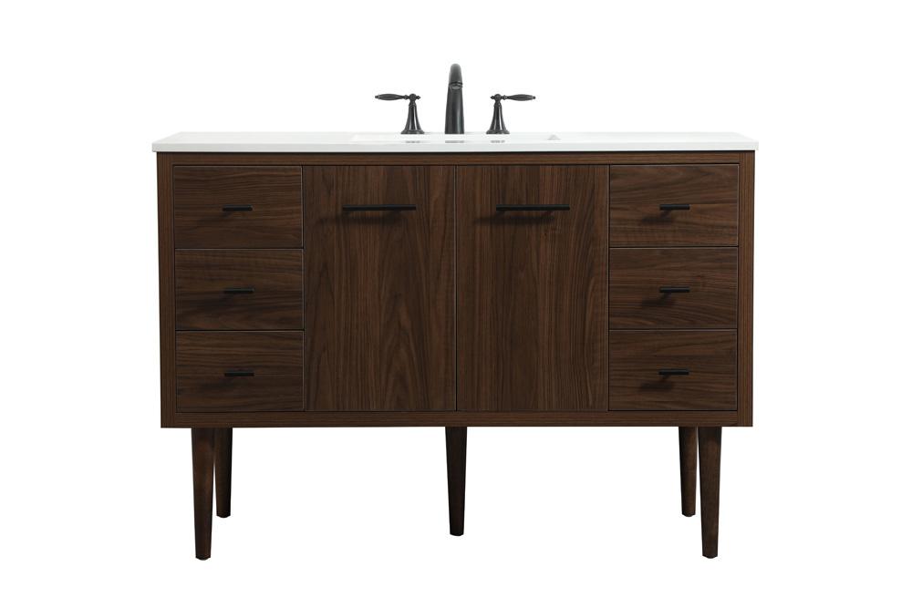 Elegant Furniture & Lighting - Cyrus 48 inch Single bathroom vanity in walnut - VF48048MWT veiw 1