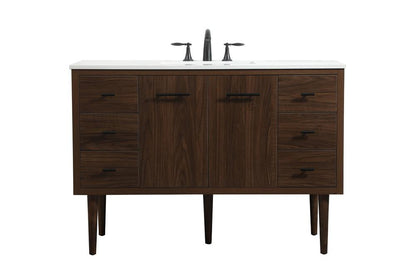 Elegant Furniture & Lighting - Cyrus 48 inch Single bathroom vanity in walnut - VF48048MWT veiw 1